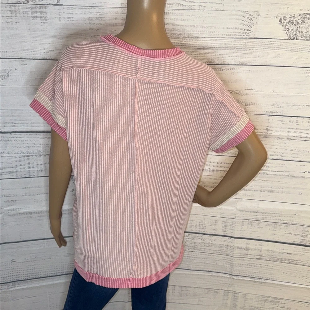 NWOT Light Pink Short Sleeve Knit Top by - Picture 5 of 7